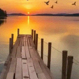 Diamond Painting Zonsondergang Beekje