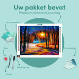 Diamond Painting Bos Zonsondergang