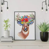 Schilderen op nummer Hert met Bloemen Gewei