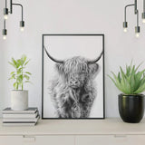 Schilderen op Nummer Schotse Hooglander in Zwart-Wit