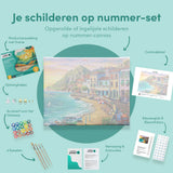 Schilderen op nummer Gekleurde Huisjes aan Zee