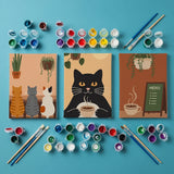 Gezellig kattencafé - Schilderen op Nummer Mini Set van 3