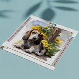 Diamond Painting Hond met Zonnebloem