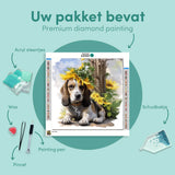 Diamond Painting Hond met Zonnebloem