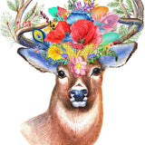 Schilderen op nummer Hert met Bloemen Gewei