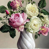 Schilderen op nummer Rozen in Witte Vaas