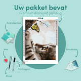 Diamond Painting Kat en een Vlinder
