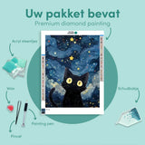 Diamond Painting Kat in de Nacht