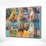 Diamond Painting Katjes en Leeuwen
