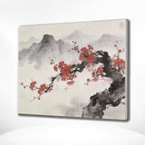 Diamond Painting Kersenbloesem voor mistige bergtoppen Japandi panorama Japan
