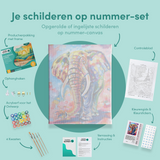 Schilderen op nummer Olifant met Vrolijke Kleuren