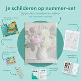 Schilderen op nummer Rozen in Witte Vaas