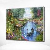 Diamond Painting Landschap met Zwanen