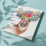 Schilderen op nummer Hert met Bloemen Gewei