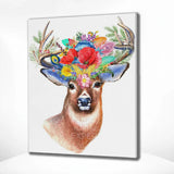 Schilderen op nummer Hert met Bloemen Gewei