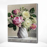 Schilderen op nummer Rozen in Witte Vaas