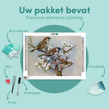 Diamond Painting Mussen op een Takje