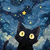 Schilderen op Nummer Mysterieuze Kat in de Nacht