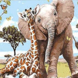 Diamond Painting Olifant en Giraffe