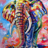 Schilderen op nummer Olifant met Vrolijke Kleuren