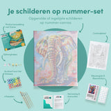 Schilderen op nummer Olifant met Vrolijke Kleuren