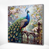 Diamond Painting Pauw op het Hek