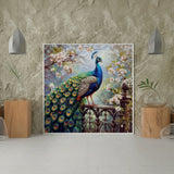 Diamond Painting Pauw op het Hek