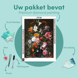 Diamond Painting Portret Bloemen in een Blauwe Vaas