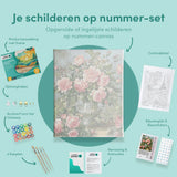 Schilderen op nummer Roze Bloemen in een Vaas