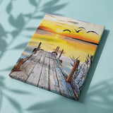 Schilderen op nummer Strand met Zonsondergang