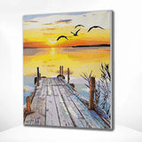 Schilderen op nummer Strand met Zonsondergang