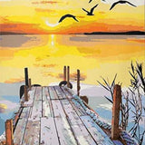 Schilderen op nummer Strand met Zonsondergang