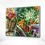 Schilderen op Nummer Fiets met Bloemen