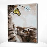 Schilderen op Nummer Kat en een vlinder