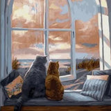 Schilderen op Nummer Katten voor het raam