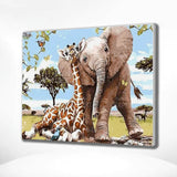 Schilderen op Nummer Olifant en Giraffe