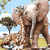 Schilderen op Nummer Olifant en Giraffe