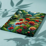 Schilderen op Nummer Rustgevend Meer met Rode Bloemen