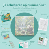 Schilderen op Nummer Schattige Panda’s bij het Meer