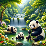 Schilderen op Nummer Schattige Panda’s bij het Meer