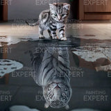 Schilderen op Nummer Spiegelende Tijger in het Water