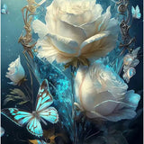 Schilderen op Nummer Tijdloze Witte Bloemen