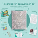 Schilderen op Nummer Tijger omringd door Bloemenpracht