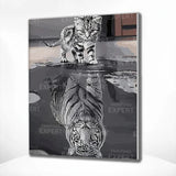 Schilderen op Nummer Tijgers Spiegelbeeld