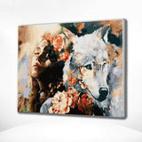 Schilderen op Nummer Vrouw met Wolf