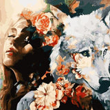 Schilderen op Nummer Vrouw met Wolf