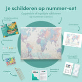 Schilderen op nummer Blauwe Wereldkaart