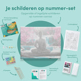 Schilderen op nummer Boeddha Roze Bloemetjes