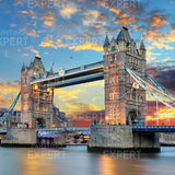 Schilderen op nummer Bridge of Londen met Zonsondergang