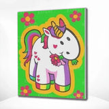 Schilderen op nummer Eenhoorn met Rode Bloemen